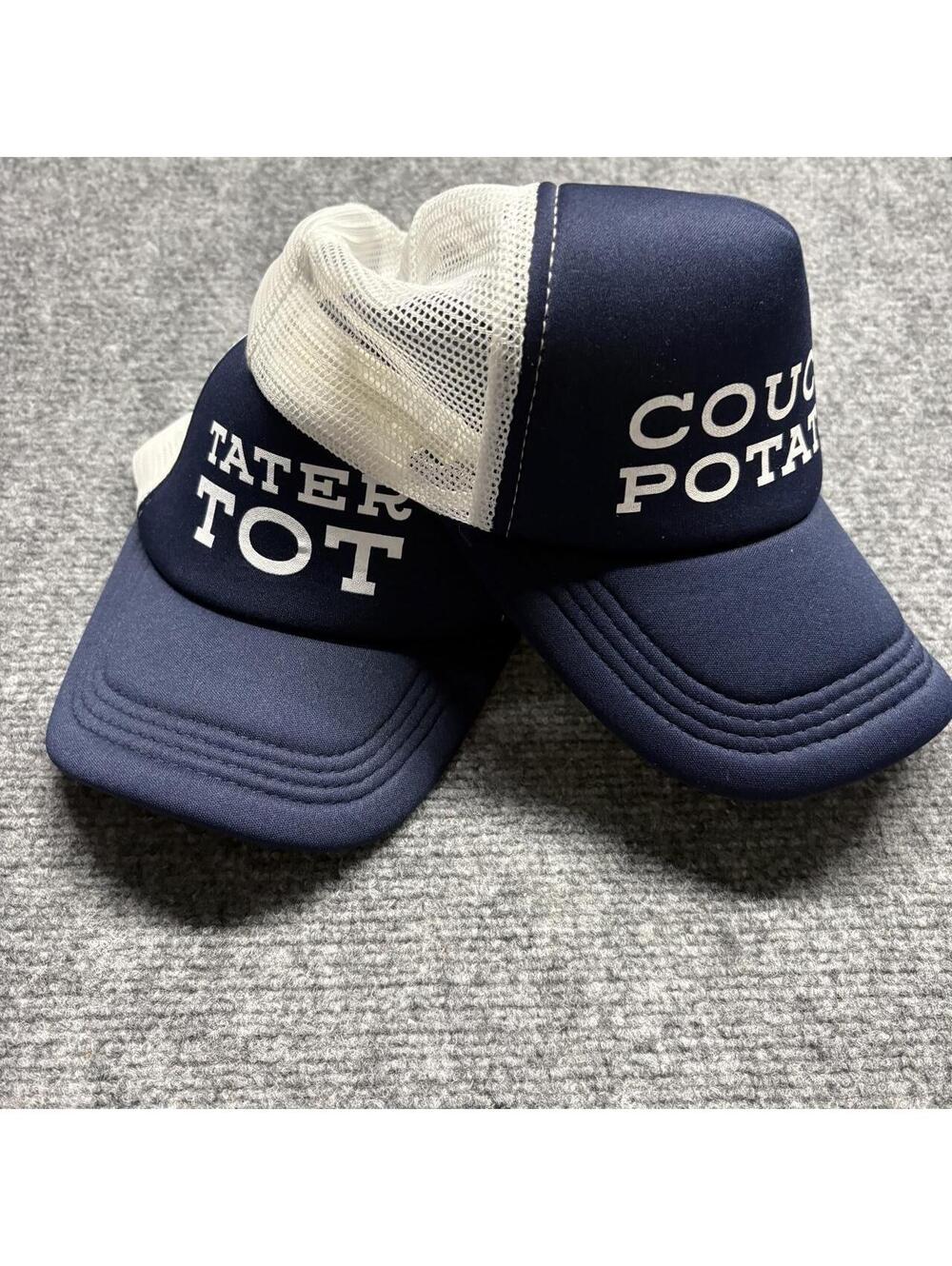 Couch potato and tater tot hats Father Son Men's Navy and Blue Hat